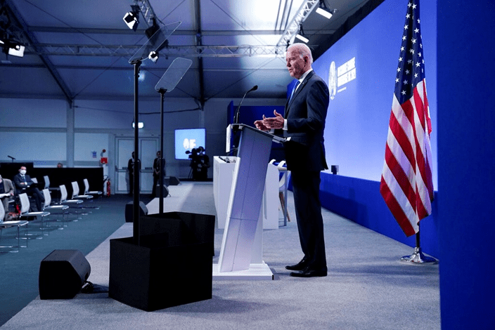 美国总统拜登在第26届联合国气候变化大会批评中国表现不积极。AP图片