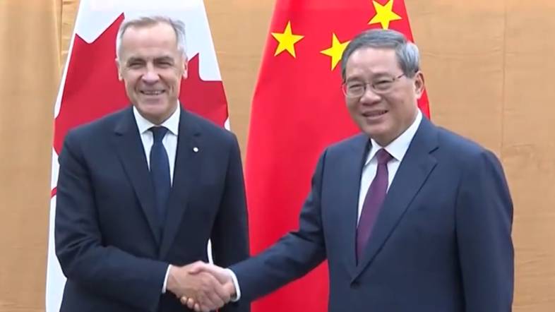 李強同加拿大總理卡尼會談。 央視