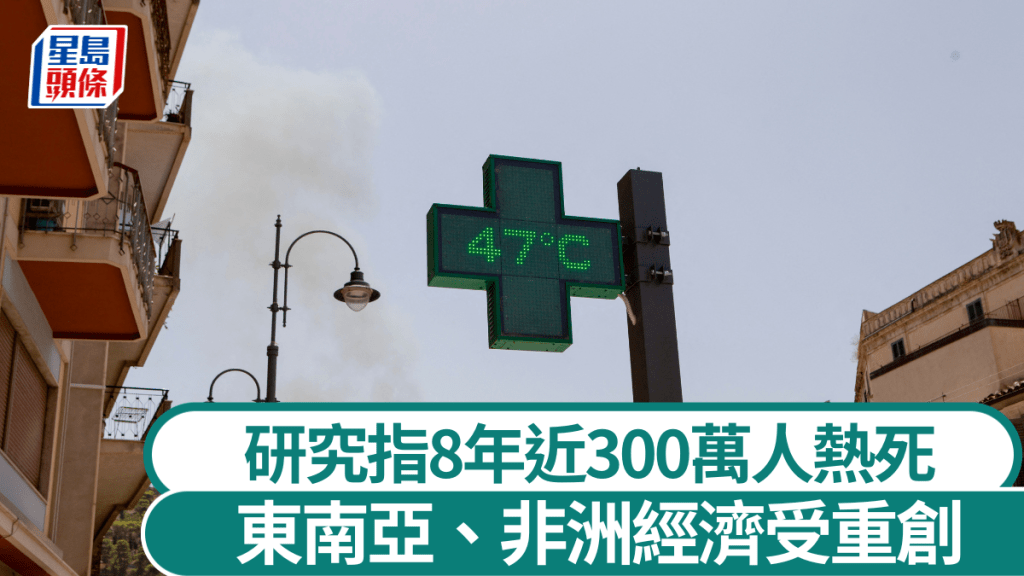研究指8年近3百萬人熱死。法新社
