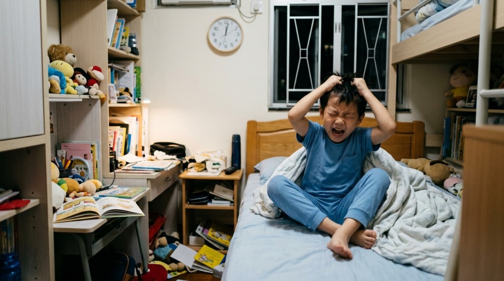 失眠的徵狀包括難以入睡、難以維持睡眠（易醒），以及早醒後無法再次入睡。（AI生成示意圖）