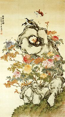 《富贵白头图轴》，居廉，1887年，现藏于北京故宫博物院（图片来源：维基百科）