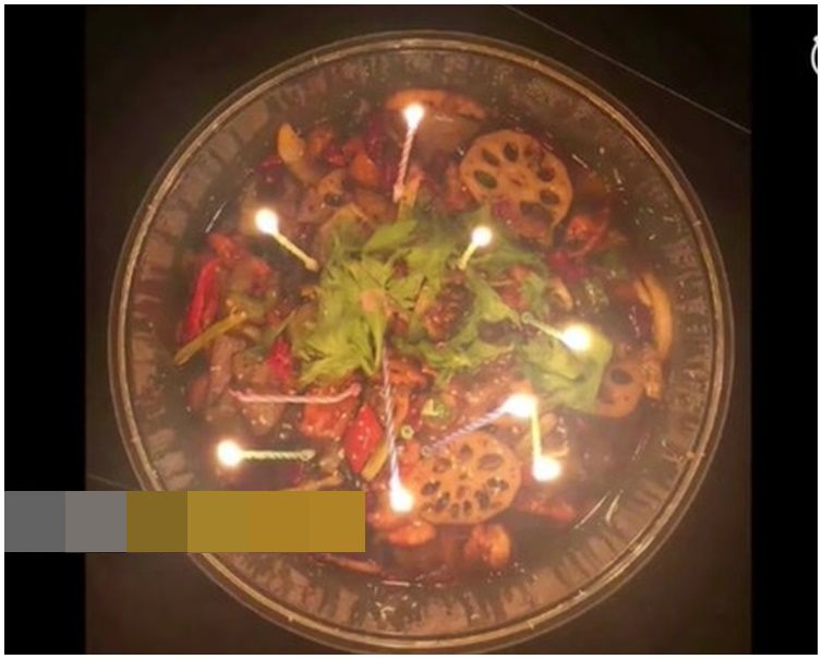 男子自創乾火鍋蛋糕。網圖