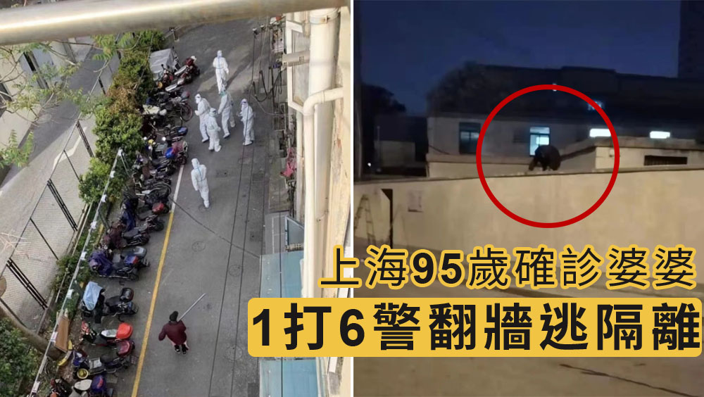 上海95歲婆婆為逃隔離,翻牆、拆鐵皮圍牆、打警察、趕大白。