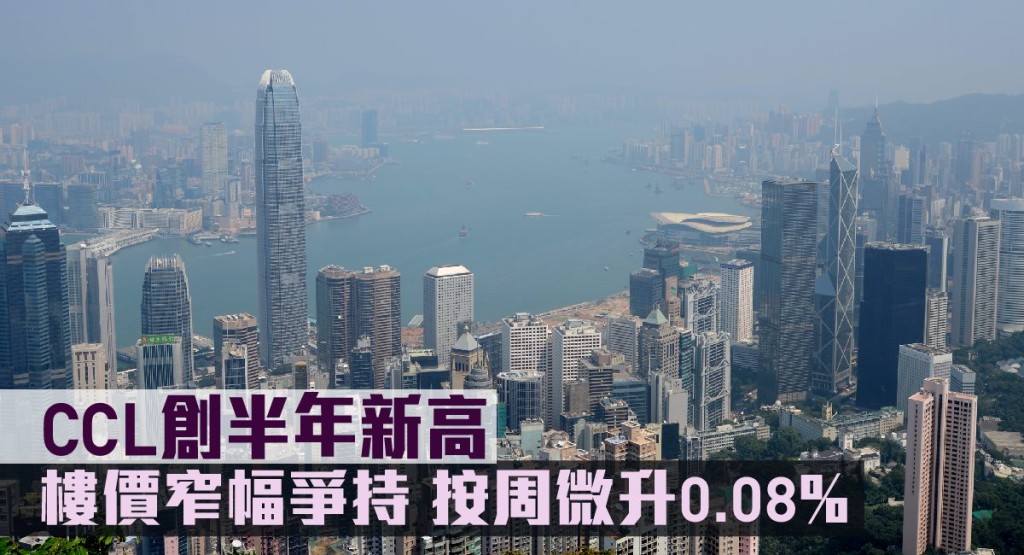 CCL創半年新高,樓價窄幅爭持按周微升0.08%。