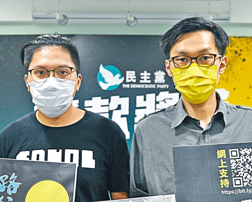 ■民主黨區議員袁海文（右）向本報表示，甄選機制符合團結原則，惟自己不太可能參選。