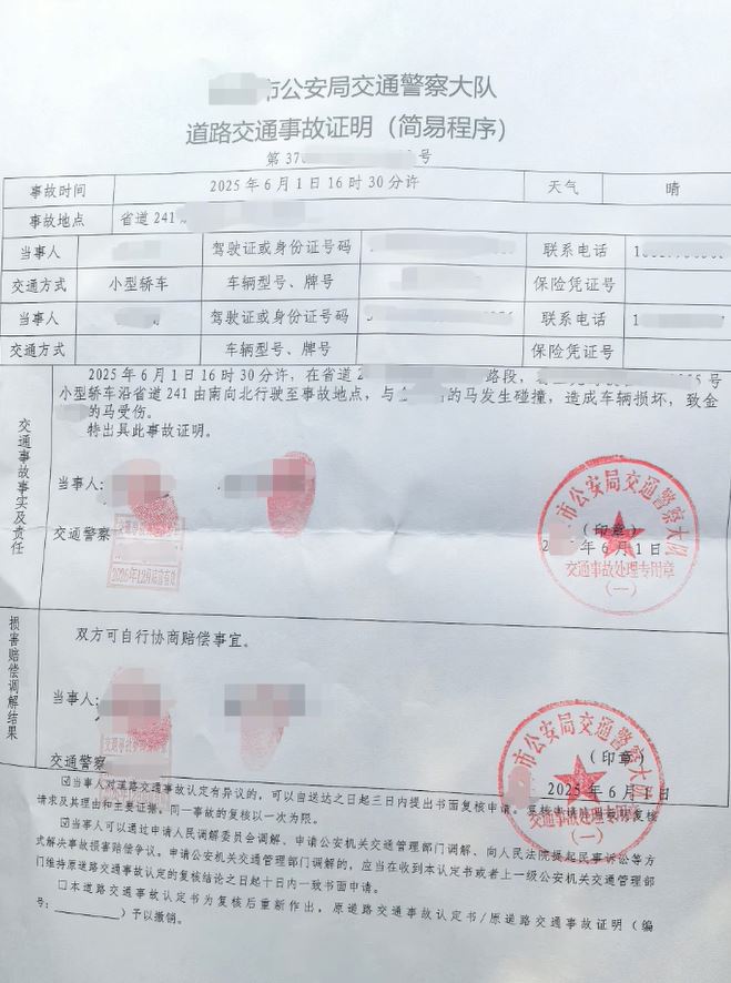 交通的處理文件，沒有認定責任。