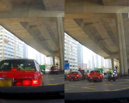 的士停在黃格又駛前,經過被交通警目擊。facebook