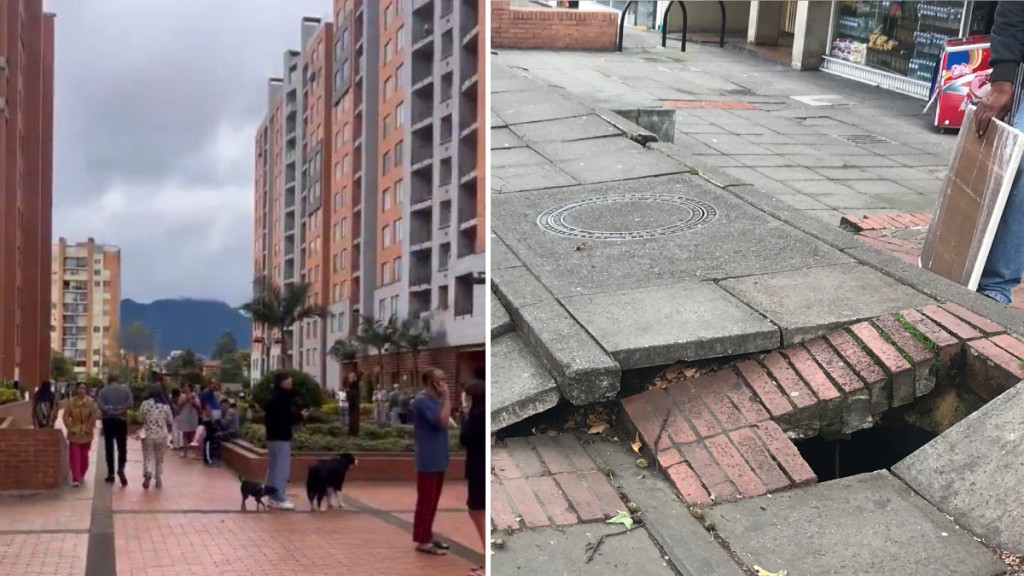 哥倫比亞發生6.3級地震地,民眾急忙到空曠地方避災。X@ Manni