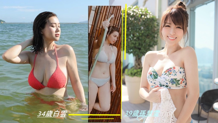 孫慧雪碎花泳衣配髮髻添少女味，白雲水喉射身消暑降溫。