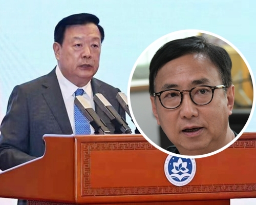新思維主席狄志遠（小圖）認為，夏寶龍的講話較針對或聚焦於管治者，提出要有解決問題的能力及感召力等。資料圖片/港澳辦圖片