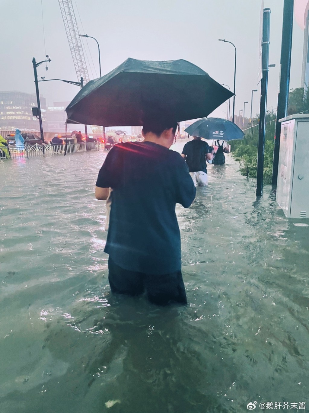 上海民众狼狈涉水下班。 微博 