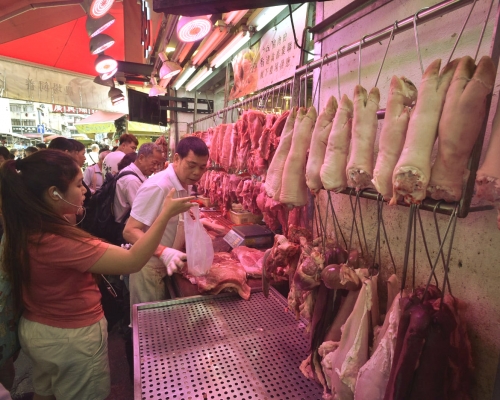 本港今日恢復活豬供應，不過零售價普遍上升。 資料圖片