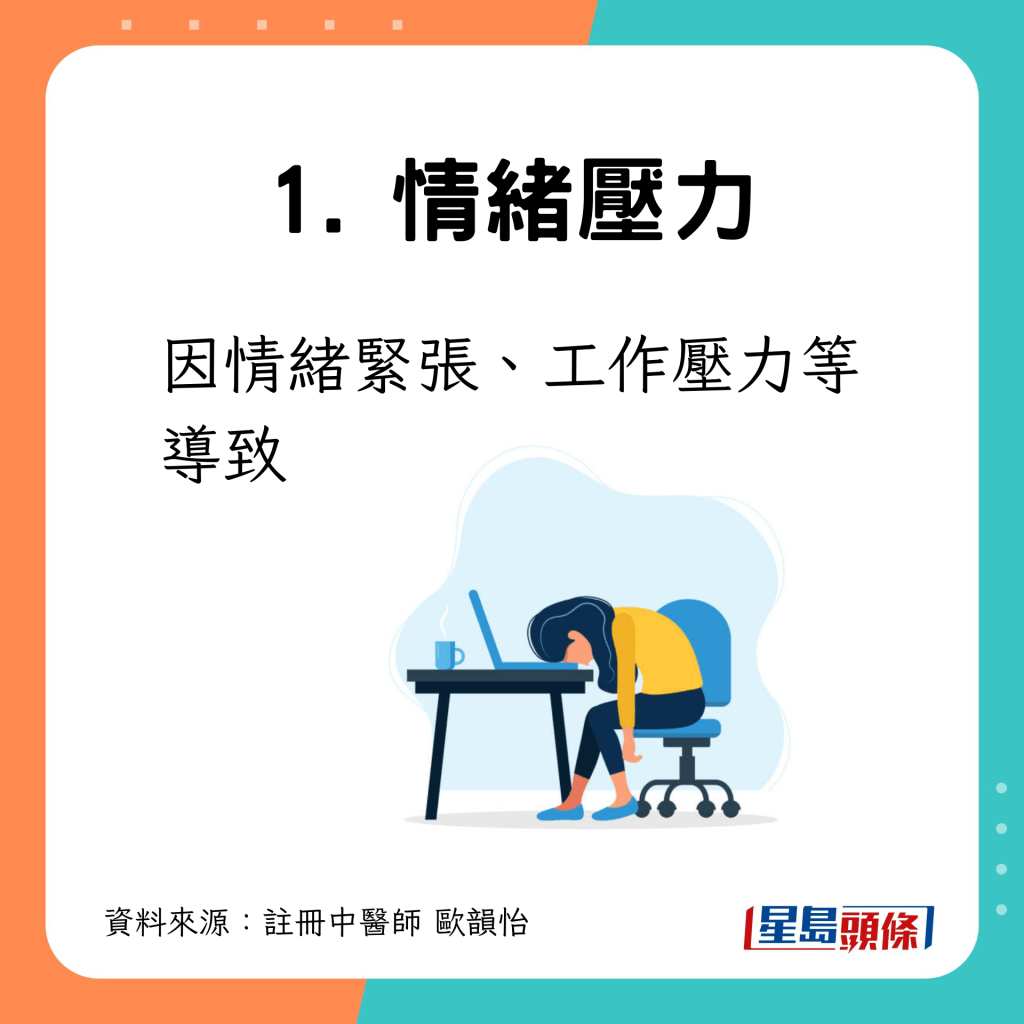 因情緒緊張、工作壓力等導致