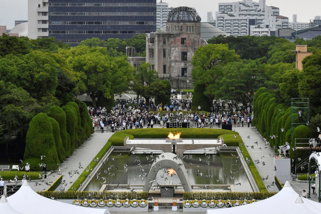 廣島舉行原爆77周年紀念活動。AP