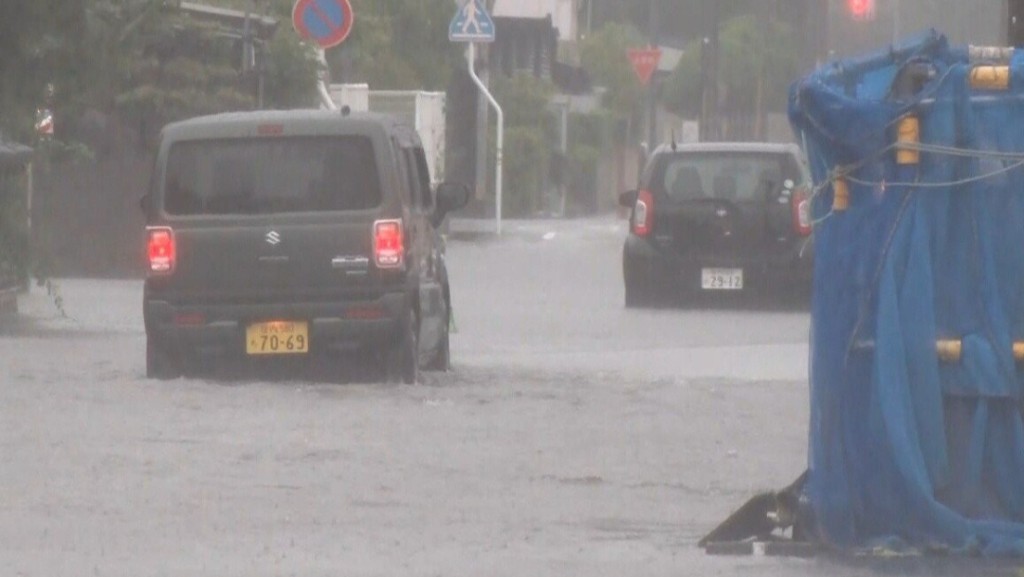 山形縣等地區降下暴雨，氣象廳已向山形縣發布「大雨特別警報」。X圖片