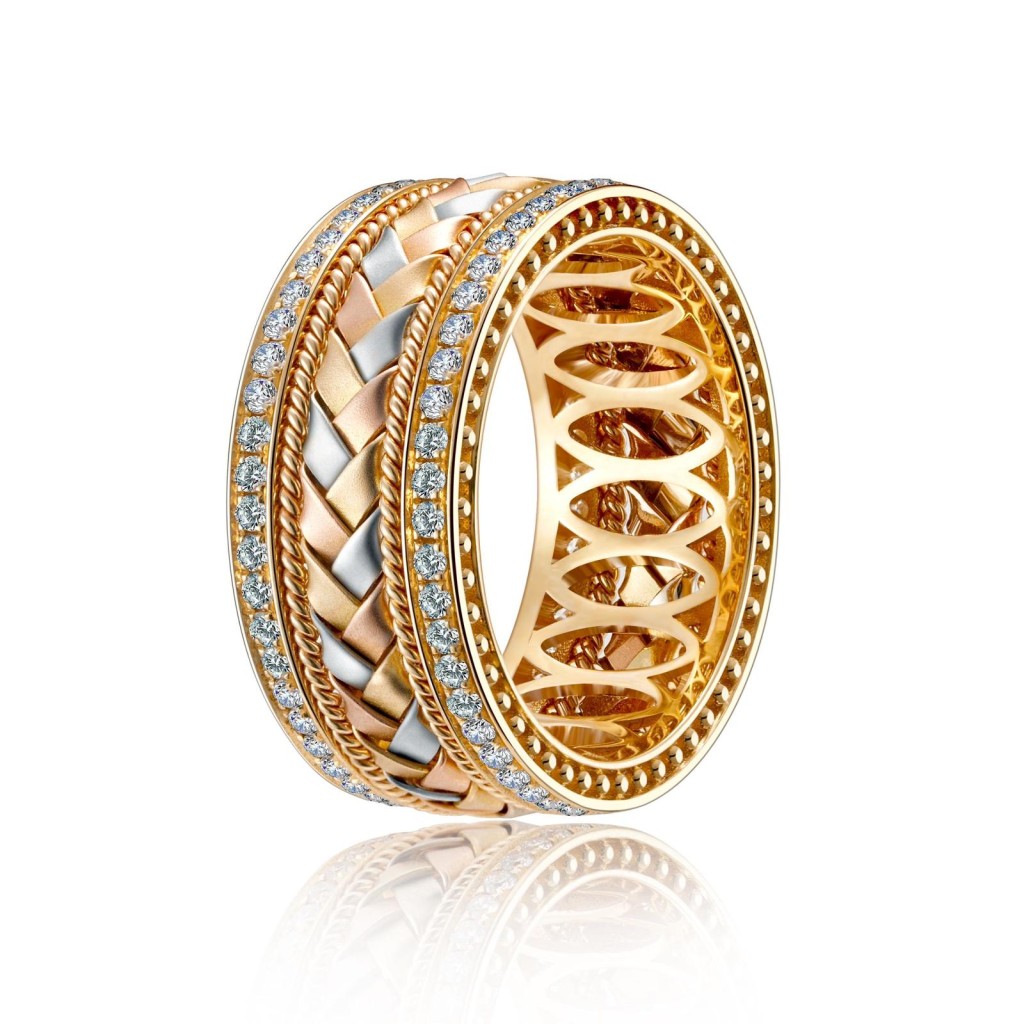 The Vintage Collection指環可清楚見到將金線如綁辮子般的精緻工藝。
