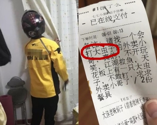 辽宁女家中惊现蜈蚣，嗌外卖求救。网上图片