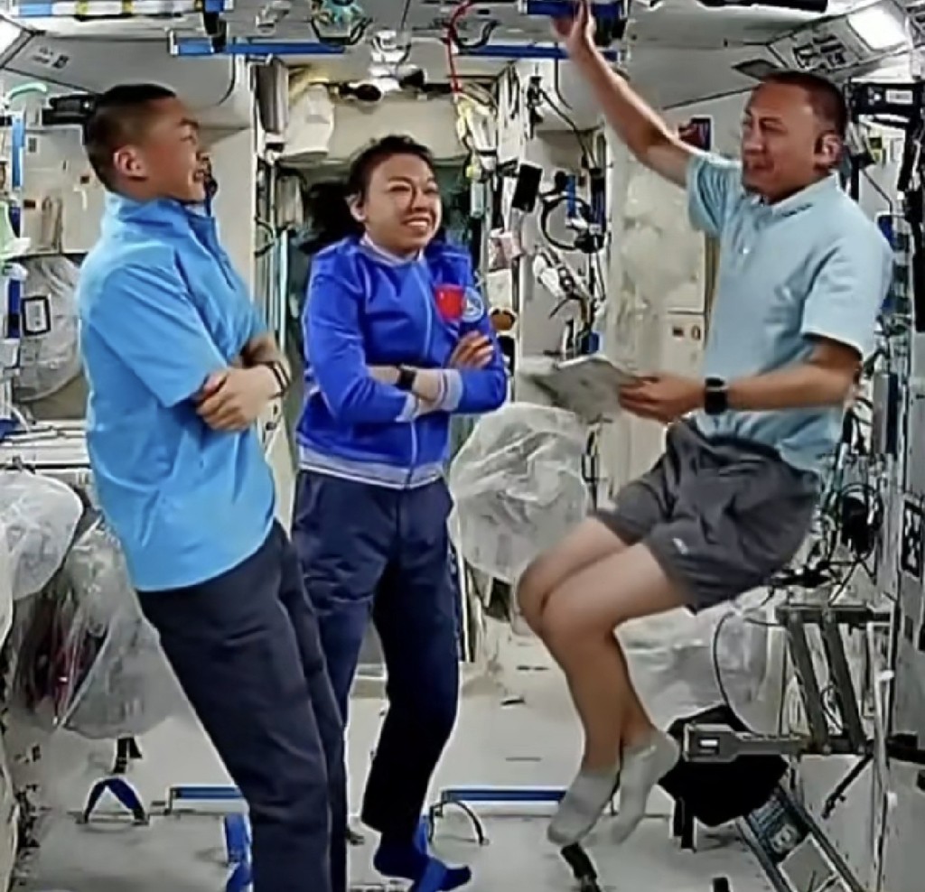 黎家盈太空站最新畫面曝光。微博 黎家盈太空站最新畫面曝光。微博