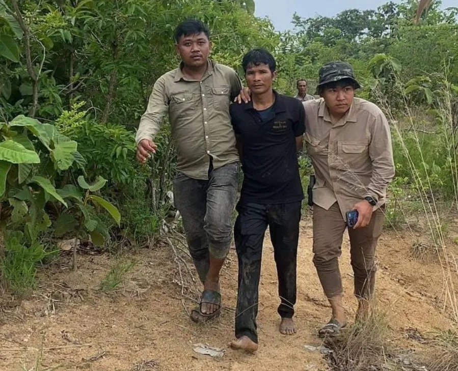 警方在磅清揚省逮捕一名涉案柬埔寨男疑犯。