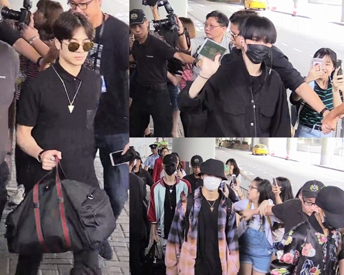GOT7今晚在亞博開騷,7位成員今早11時許抵港,過百fans一早到機場接機。