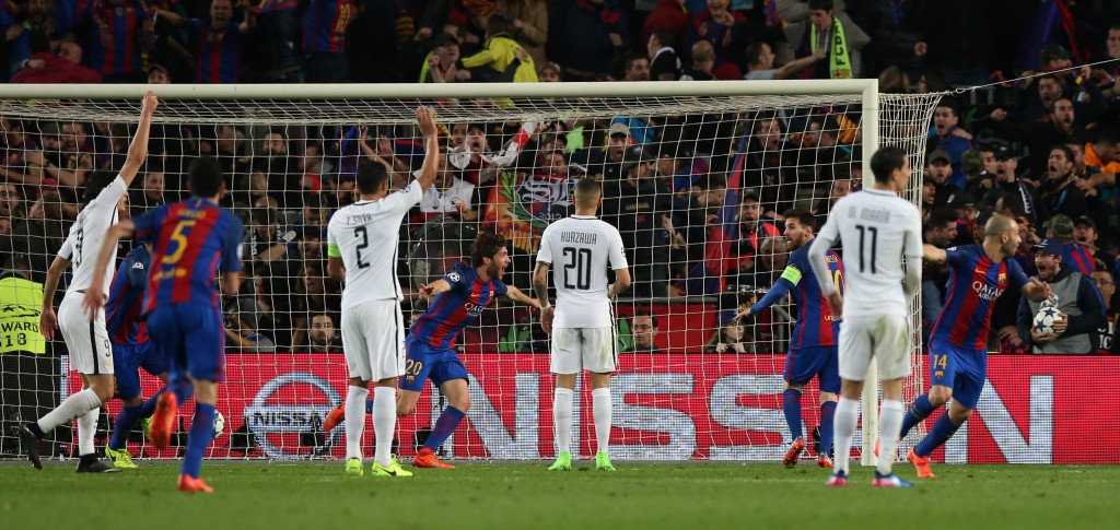 2016至17球季歐聯16強，巴塞隆拿絕地反勝巴黎聖日耳門晉級。Reuters