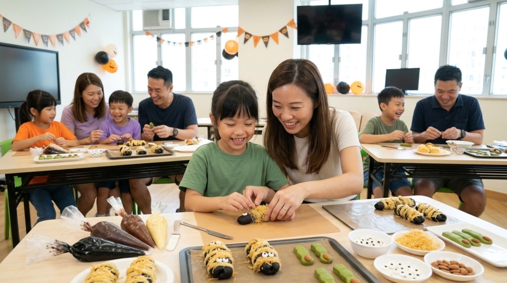 親子烹飪班3:香港新東方烹飪教育 煤炭鬼木乃伊香腸麵包+科學怪人手指曲奇(AI生成示意圖) 親子烹飪班3:香港新東方烹飪教育 煤炭鬼木乃伊香腸麵包+科學怪人手指曲奇(AI生成示意圖)