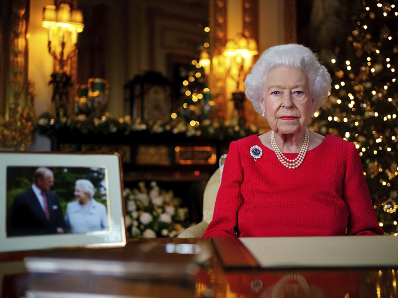 英女皇透过预录发表圣诞文告。AP 