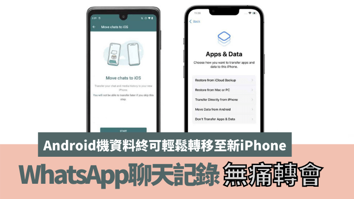 Android版WhatsApp更新后，终于可通过《move to iOS》将聊天记录直接转移至iPhone。