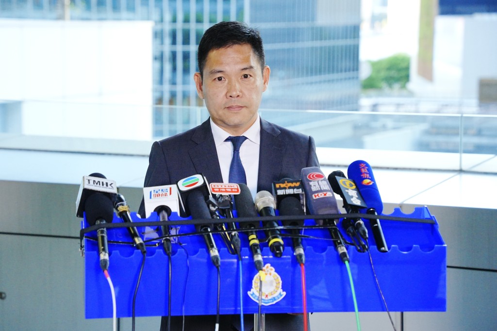警務處國家安全處警司張伯傑今午會見傳媒。汪旭峰攝 警務處國家安全處警司張伯傑今午會見傳媒。汪旭峰攝