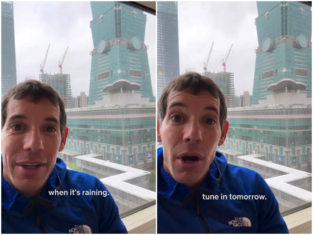 霍諾德拍片回應徒手爬台北101延期的決定。 IG@alexhonnold