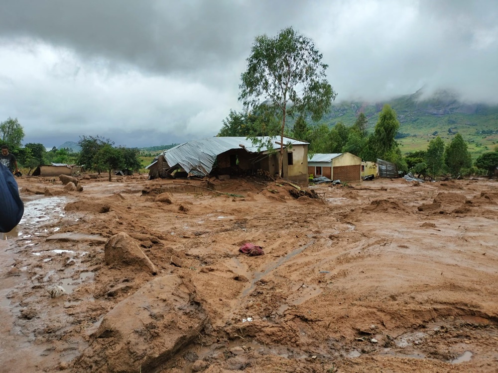 熱帶氣旋「弗萊迪」為馬拉維南部地區帶來強風與暴雨，圖為一所遭風暴破壞的房子。© MSF/Yvonne Schmiedel