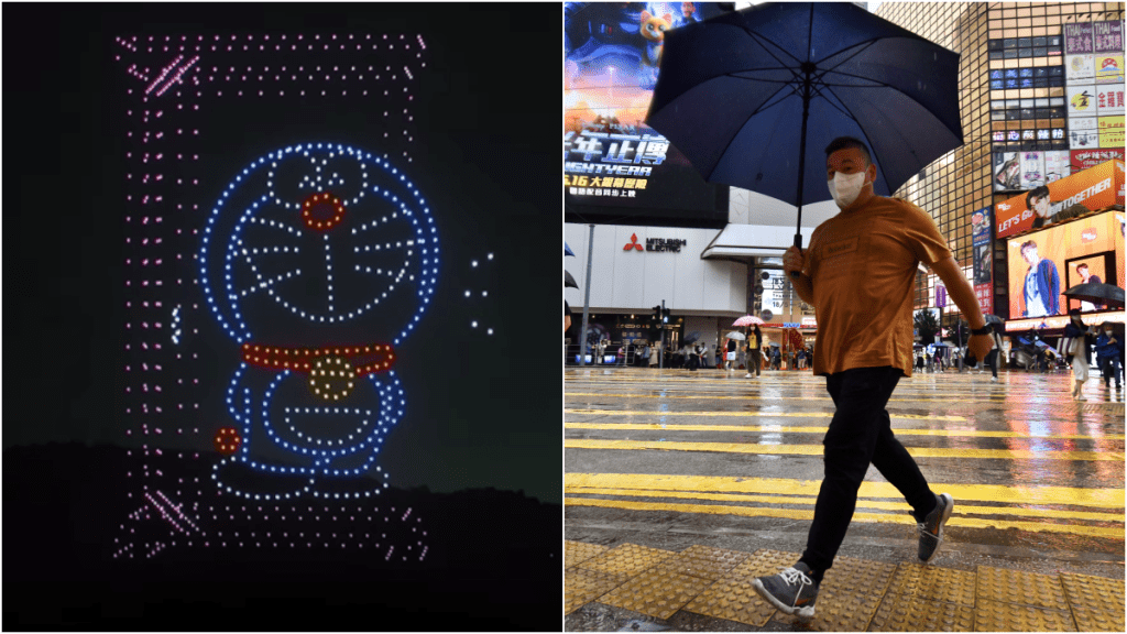 多啦A夢無人機|表演當日有驟雨 5.28有狂風雷暴 天文台料落足9日雨