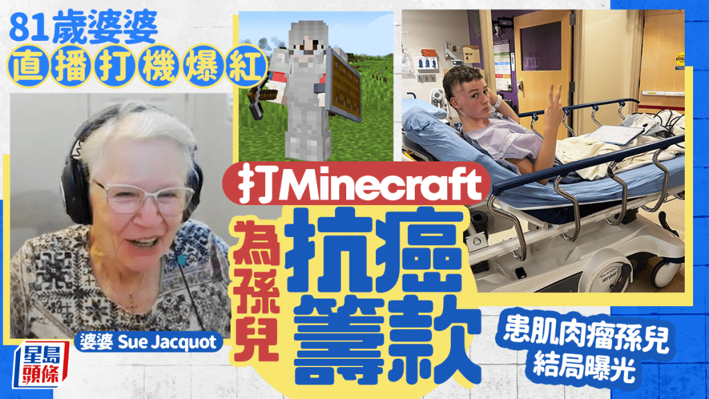 81歲婆婆直播打機爆紅 打Minecraft為孫兒籌款抗癌 患肌肉瘤孫兒結局曝光