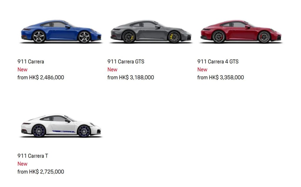 保時捷Porsche全新911 Targa 4 GTS香港售價落實為HK$3,358,000起，911 Carrera T則為HK$2,725,000起，。