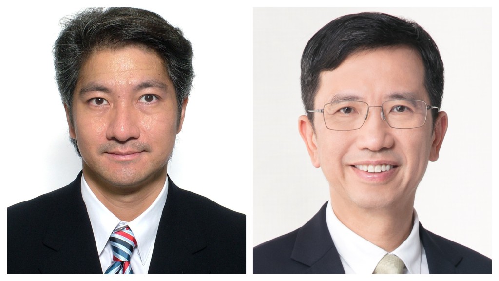 鄭偉源(左)將於下月8日出任駐京辦主任,接替退休的梁志仁(右)。