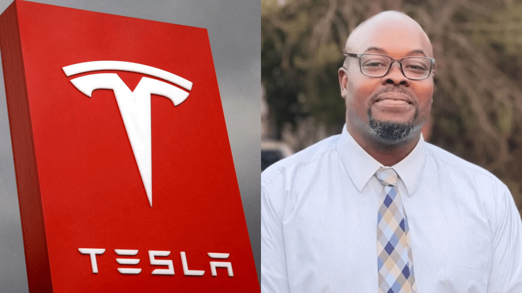 迪亞斯(Owen Diaz,右)控特斯拉(Tesla)歧視。 資料圖片