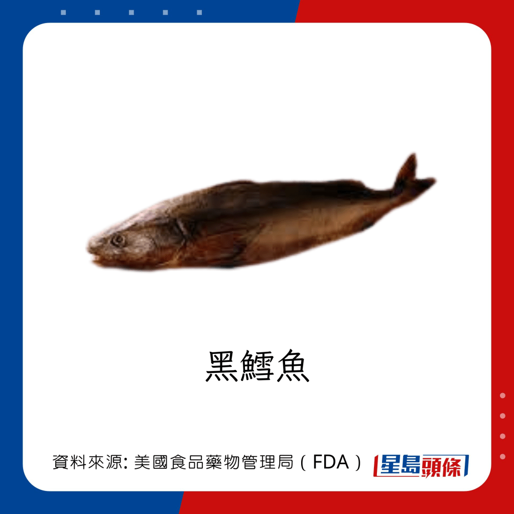 魚類水銀｜水銀含量中等的魚類：黑鱈魚