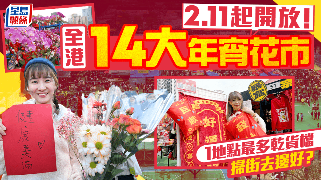 年宵市場2026｜全港14個花市2.11起開放！必行乾貨/年花/小食檔 開放時間/交通一覽