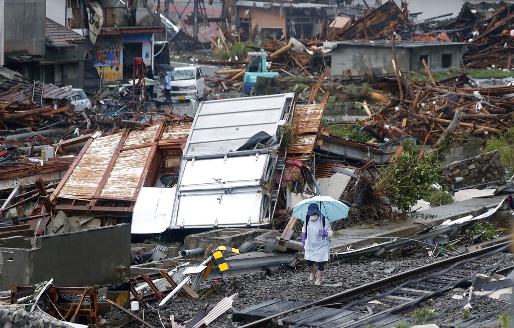 日本遭受暴雨侵襲。AP資料圖片
