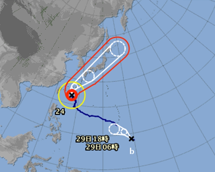 強颱風潭美襲日。日本氣象廳圖