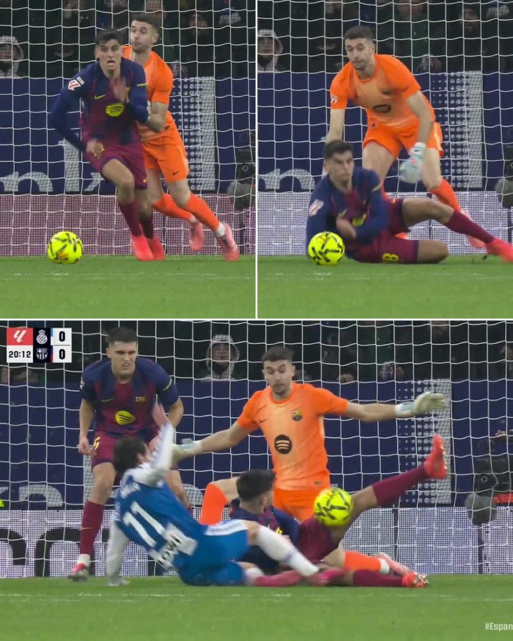 祖安加西亚还推跌队友谢拉特马田，让他封堵射门。网上图片