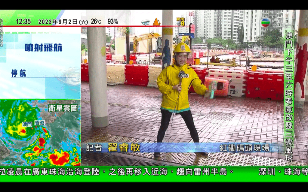 TVB主播翟睿敏到红磡码头进行报道。片段截图