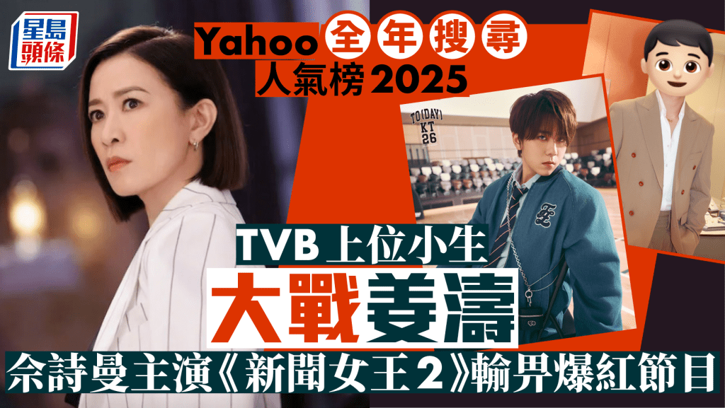 Yahoo全年搜尋人氣榜2025丨TVB小生上榜大戰姜濤  佘詩曼主演《新聞女王2》輸給一節目