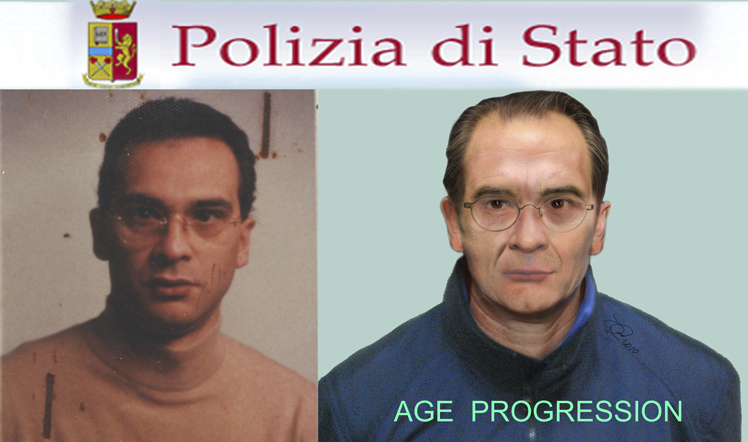 意大利警方发布的黑手党头目Denaro电脑合成图片。AP
