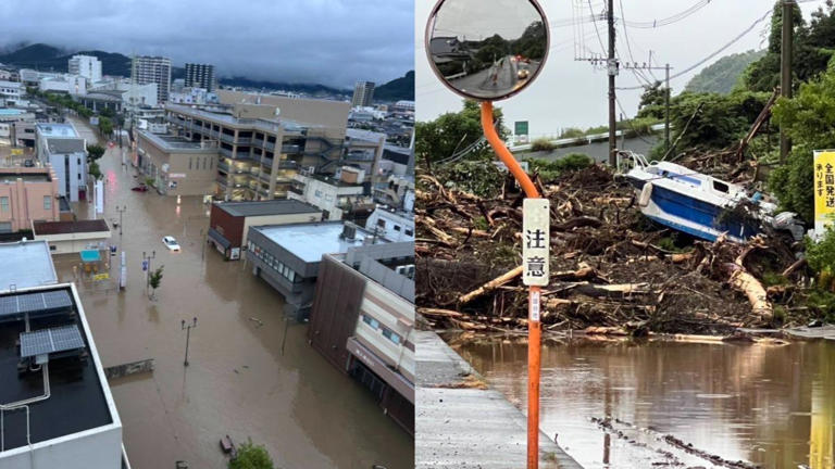 鹿兒島縣內已傳出多棟房屋倒塌、多地淹水。X@Satsummer099 鹿兒島縣內已傳出多棟房屋倒塌、多地淹水。X@Satsummer099