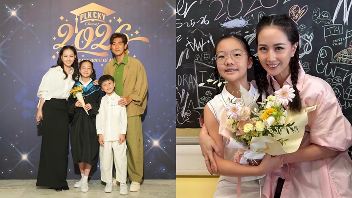 譚俊彥愛女小學畢業曬全家福  老婆顏值爆燈成焦點