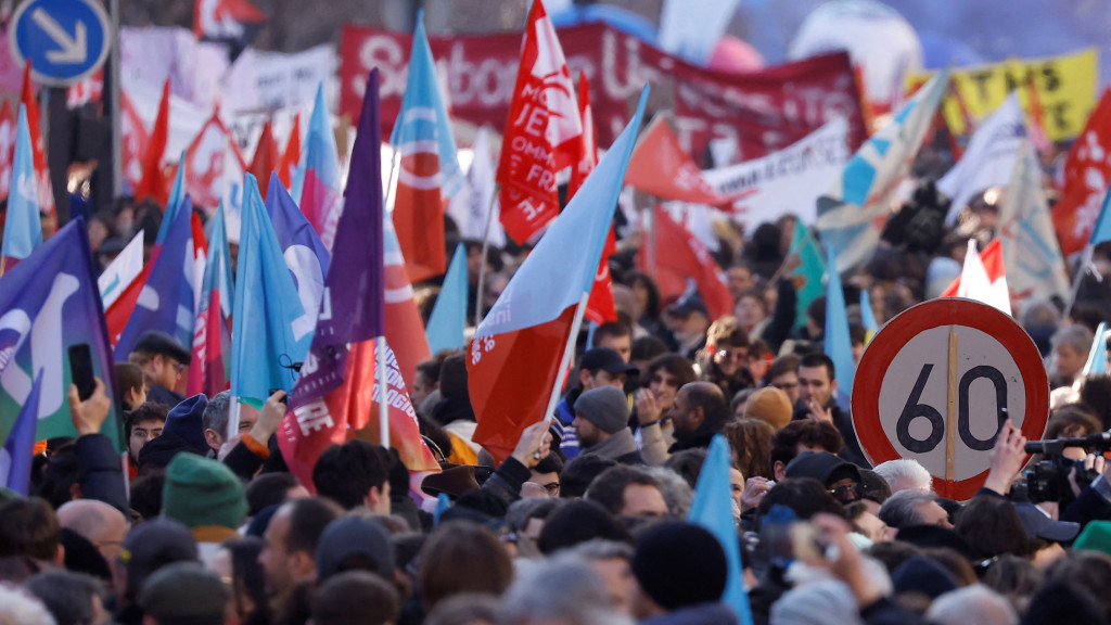 法國工會早前發動第三輪大罷工。REUTERS