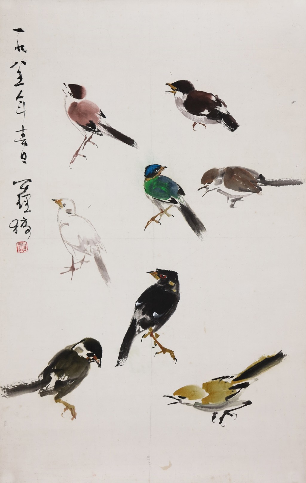 雀鳥畫稿之一。