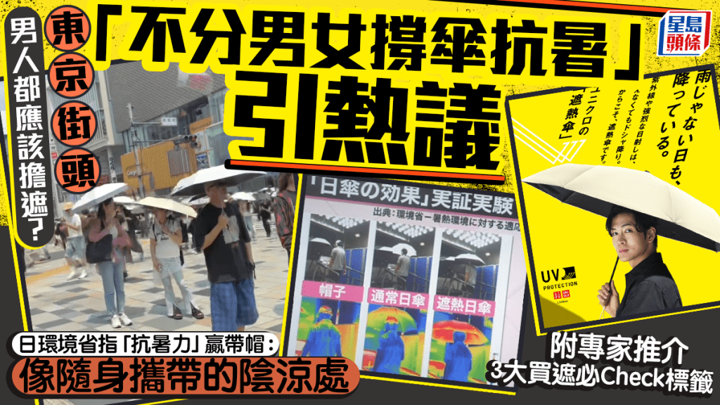 男人都要擔遮成風？日本街頭「不分男女撐傘防曬抗暑」成趨勢  日環境省證降溫效果  專家推介3大買遮指標