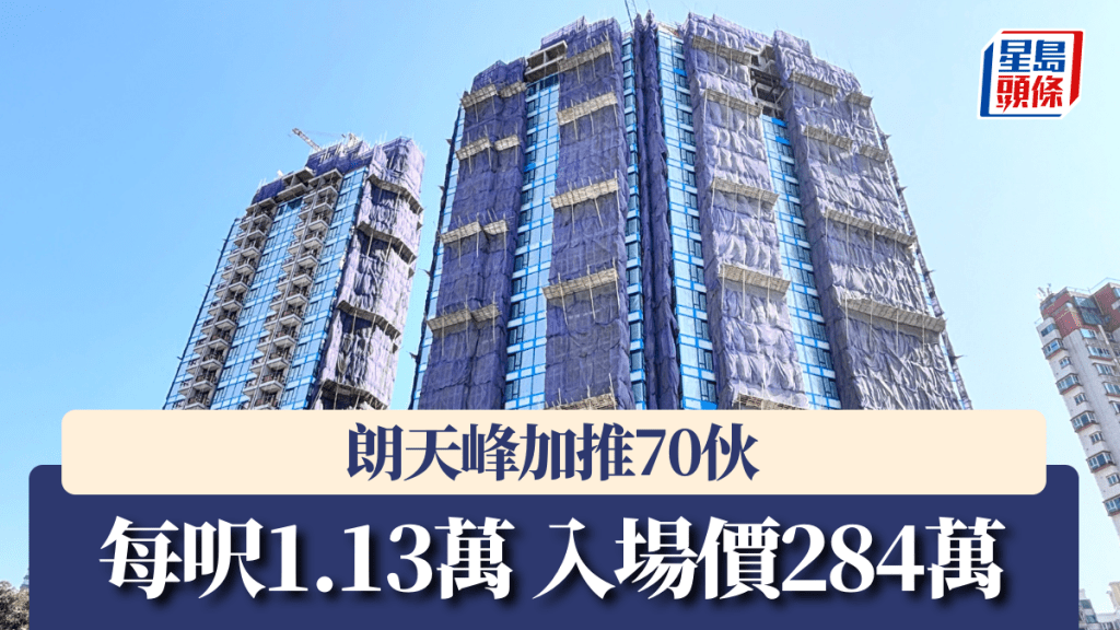 朗天峰加推70伙每呎1.13萬,入場價284萬。